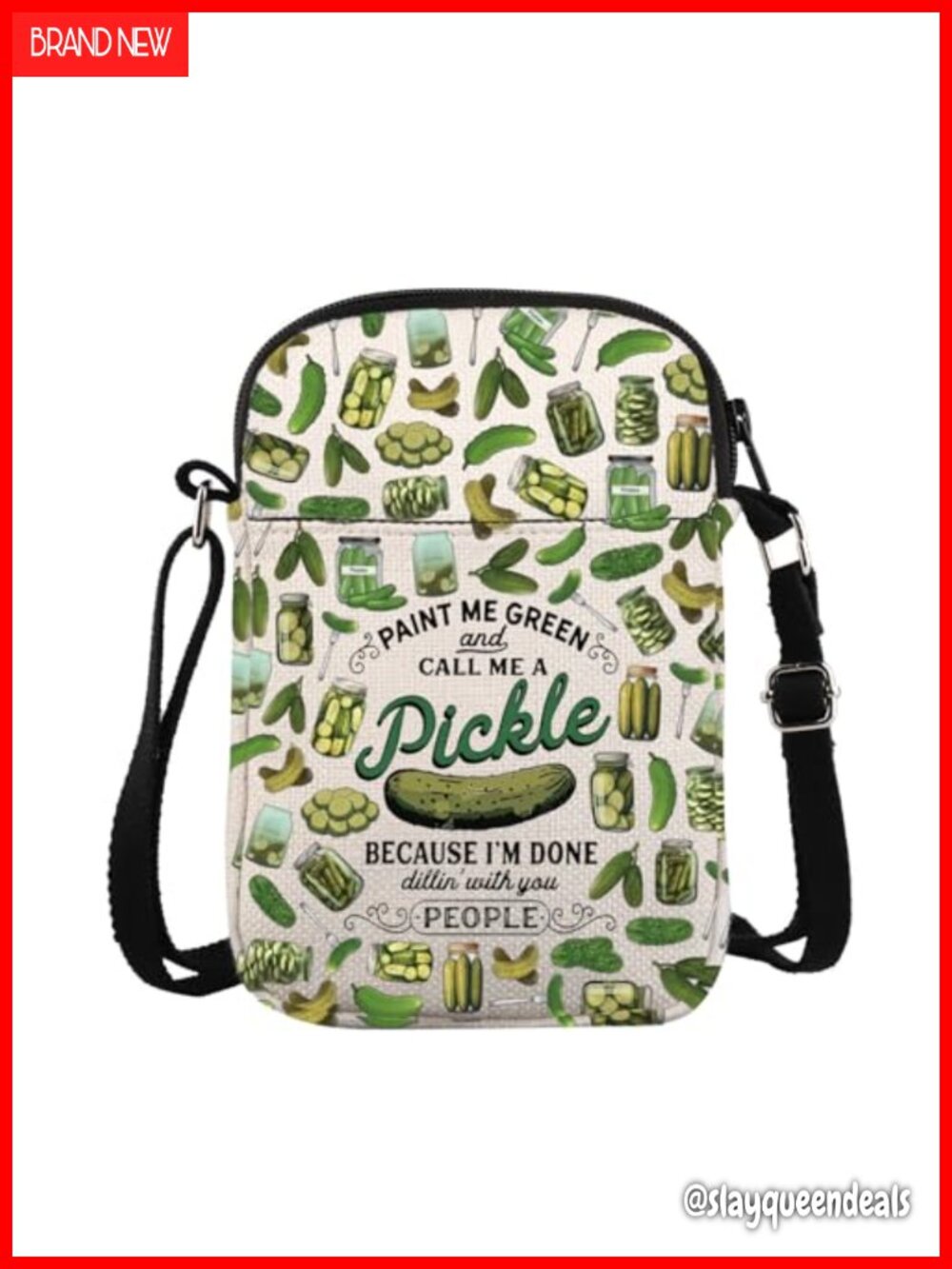 Pickle Crossbody Bag Cotton Messenger Bag Pickle Lover Gift